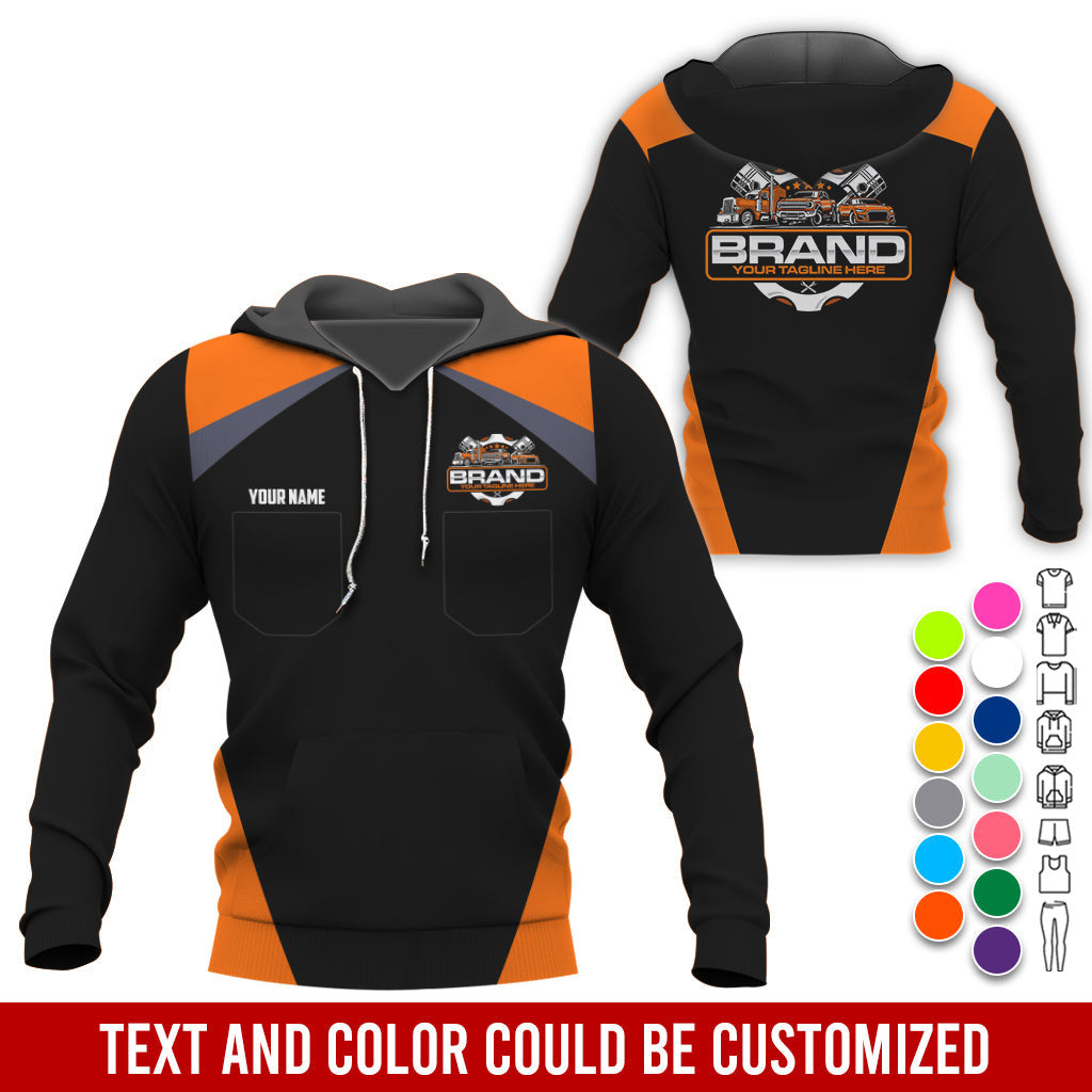 Personalized Mechanic Uniform for Men, 3D Printed Pocket Shirt for Auto Technicians, Orange Color, Great Gift for Car Guys