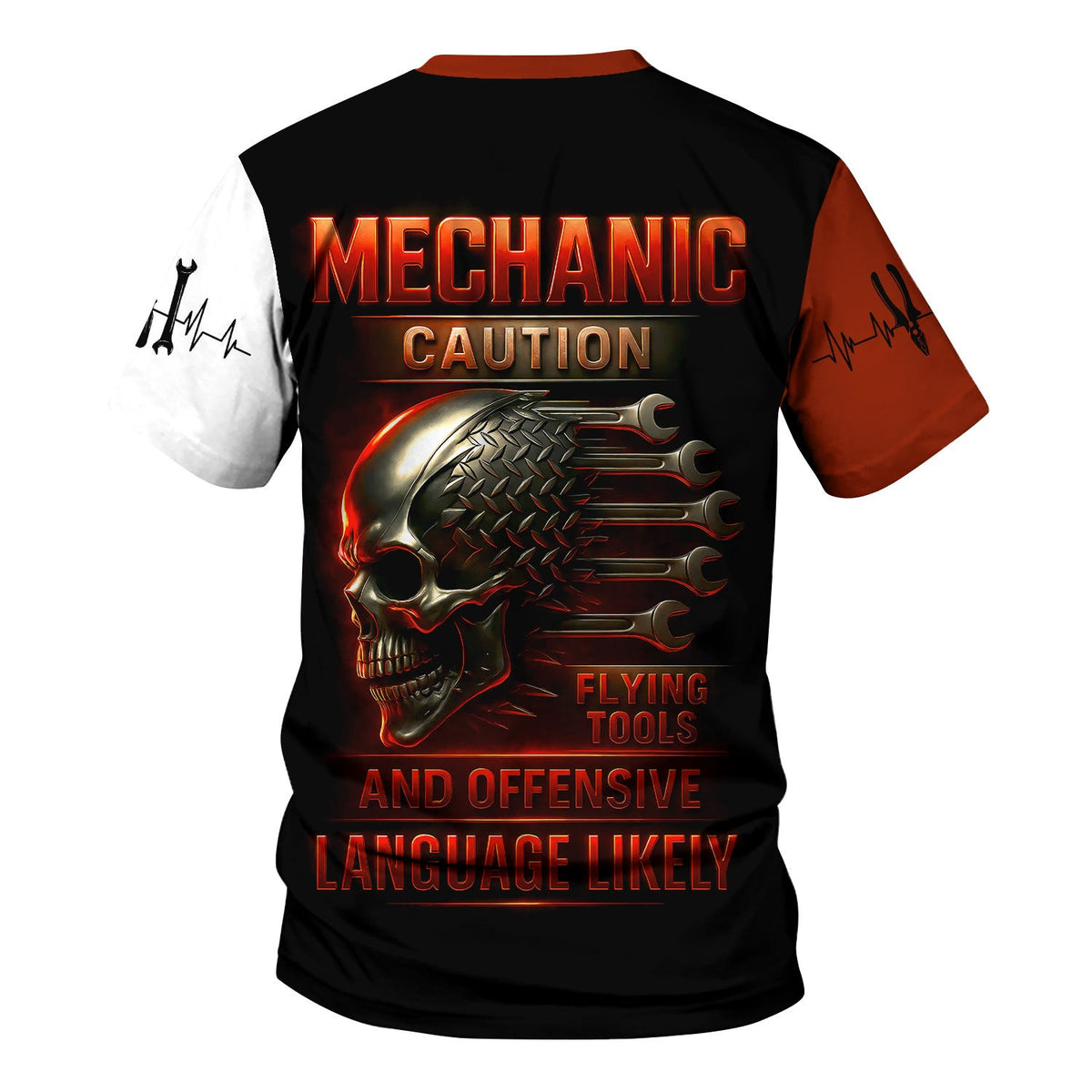 Personalized T-Shirt Mechanic Caution Flying Tools And Offensive Language Likely Shirt For Mechanics