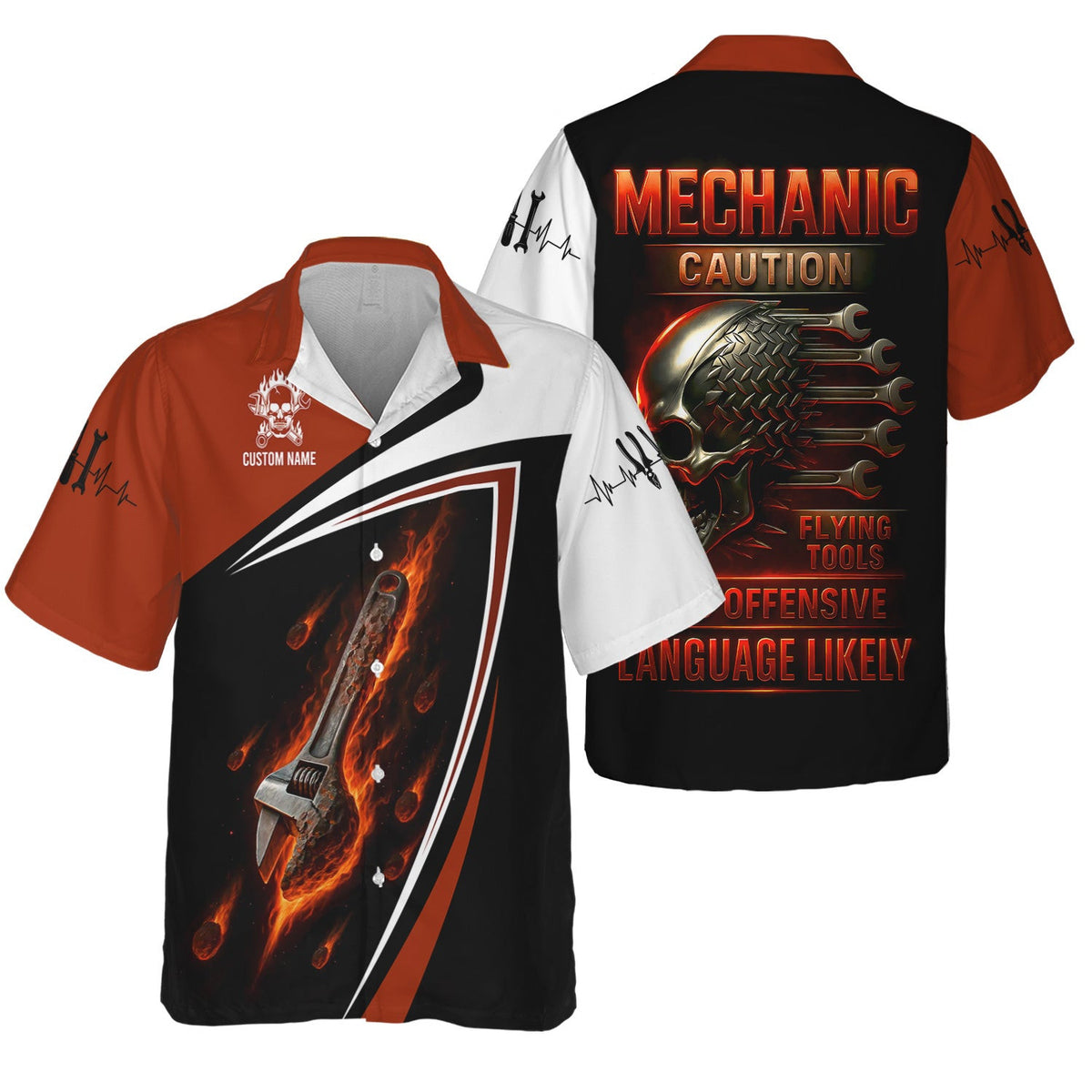 Personalized T-Shirt Mechanic Caution Flying Tools And Offensive Language Likely Shirt For Mechanics