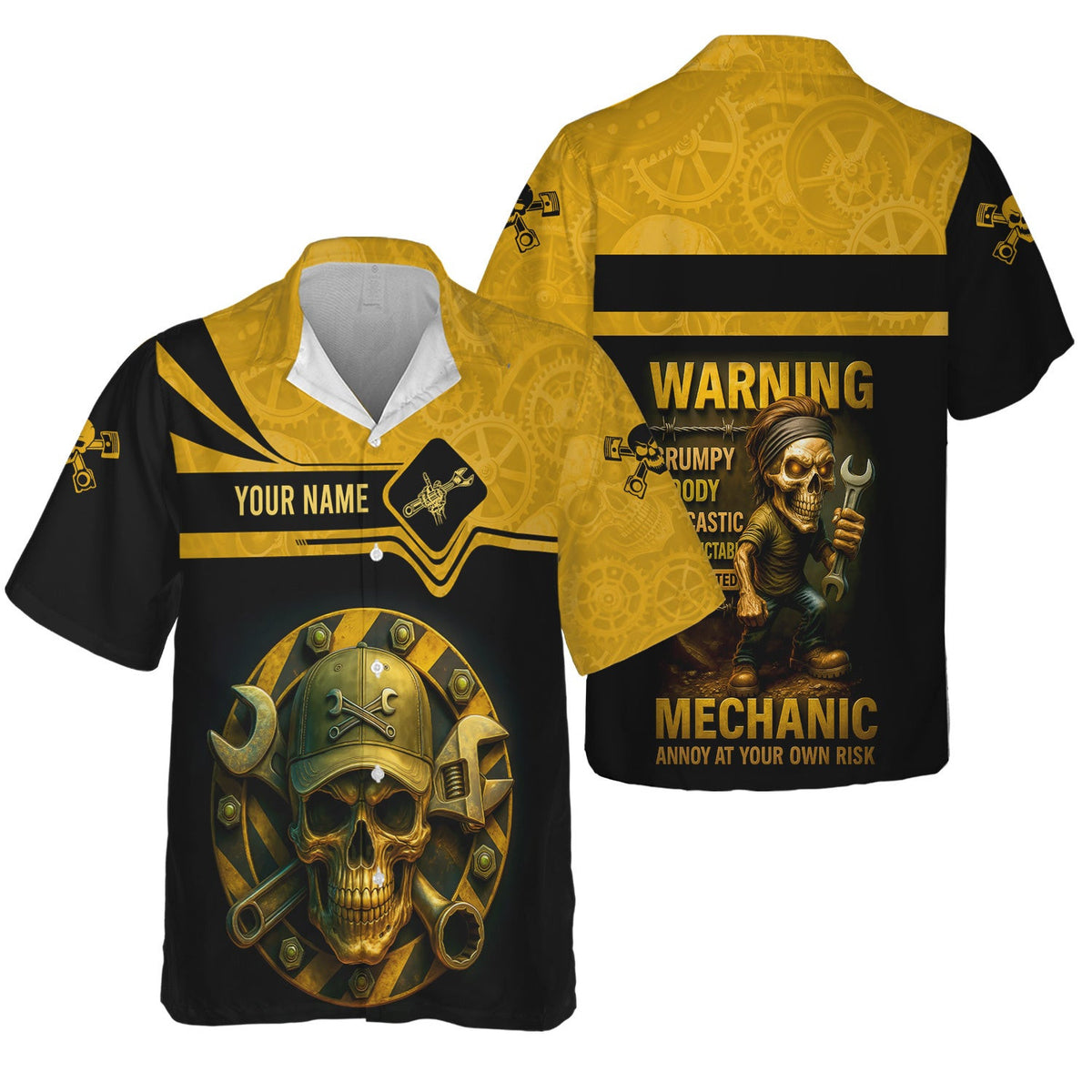 Personalized T-Shirt Warning Grumpy Moody Sarcastic Unpredictable Unmedicated Mechanic Annoy At Your Own Risk Shirt