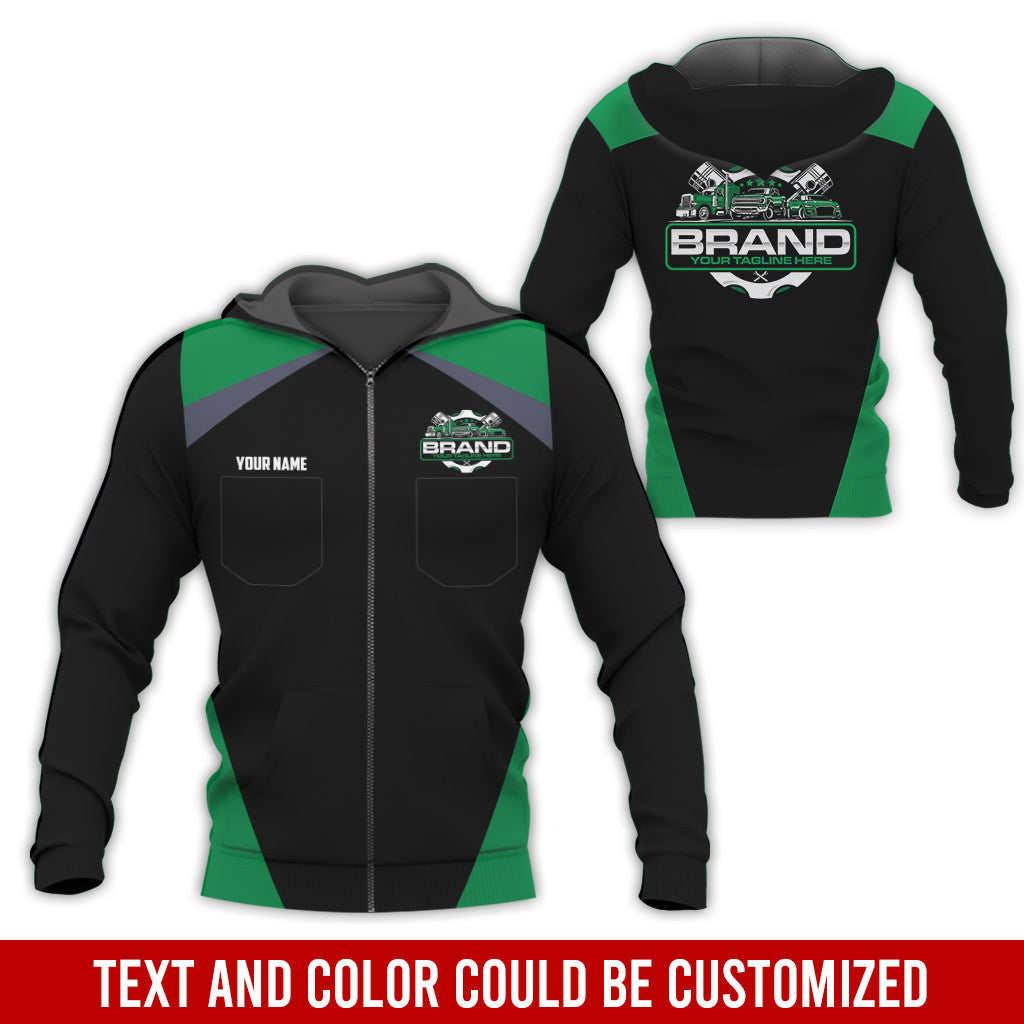 Personalized Mechanic Uniform for Men, 3D Printed Pocket Shirt for Auto Technicians, Green Color, Great Gift for Car Guys