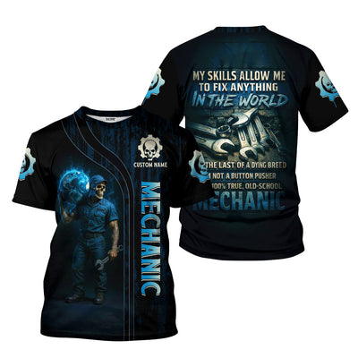 Personalized T-Shirt The Last Of A Dying Breed Old School Mechanic Carrying The Earth Design Shirt
