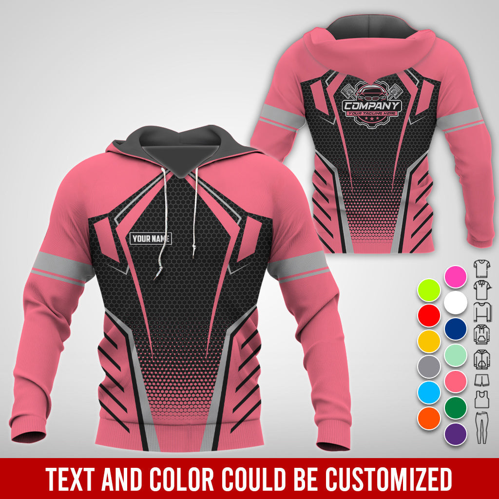 Custom Mechanic Work Shirt with Name, Gift for Technicians and Car Guys, Mechanic Shirt In Neon Pink, Sizes S to 5XL