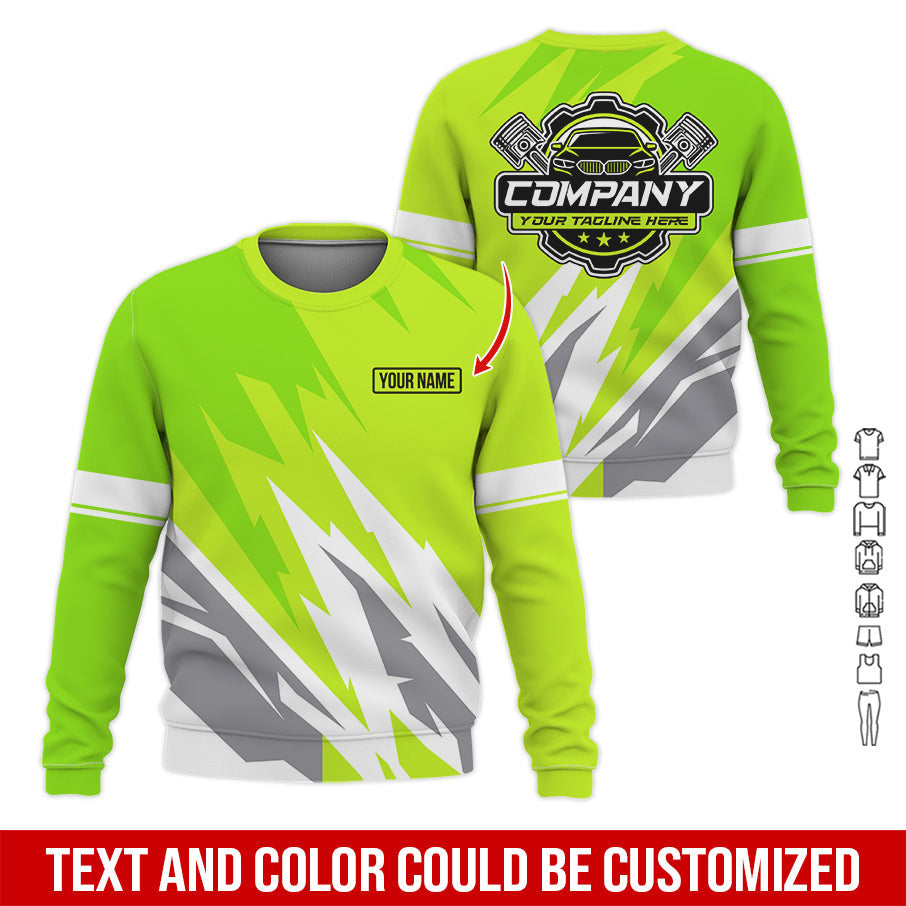 Custom Printed Mechanic Shirt, Great Gift for Husband, Yellow Green Color, Comfortable Daily Fit, Size S to 5XL