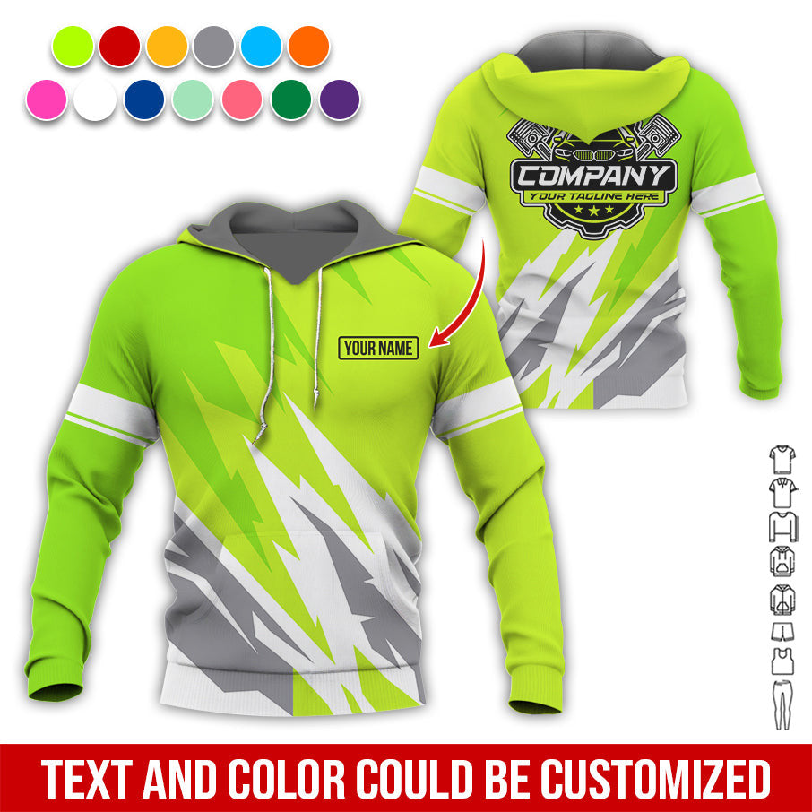 Custom Printed Mechanic Shirt, Great Gift for Husband, Yellow Green Color, Comfortable Daily Fit, Size S to 5XL