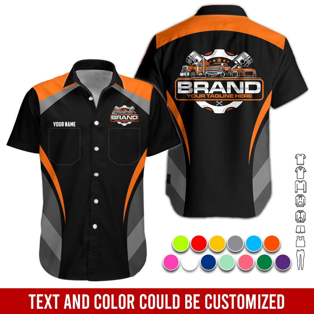 Best Custom Mechanic Shirt for Men, Printed Pocket Shirt, Perfect Gift for Car Guys, Diesel Techs, and Shop Crews, Unisex Orange Mechanic Shirt
