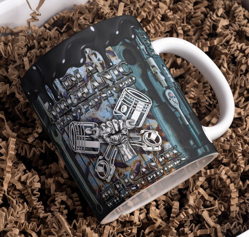 Funny Mechanic Mug, I Cant Fix Stupid, But I Can Fix What Stupid Does, Ceramic Cup,Great Gift for Dad or Coworker