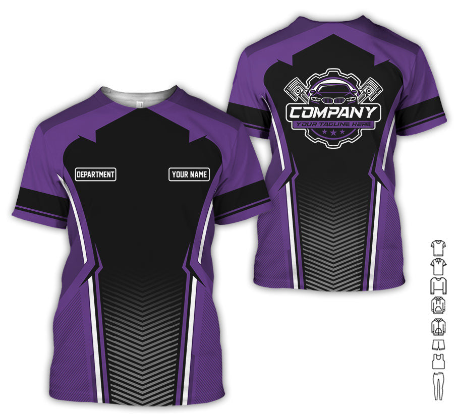 Personalized Mechanic Uniform, Purple Shirt for Technicians, Comfortable Workwear for Men, Great Gift for Fathers Day, Birthday, or Husband