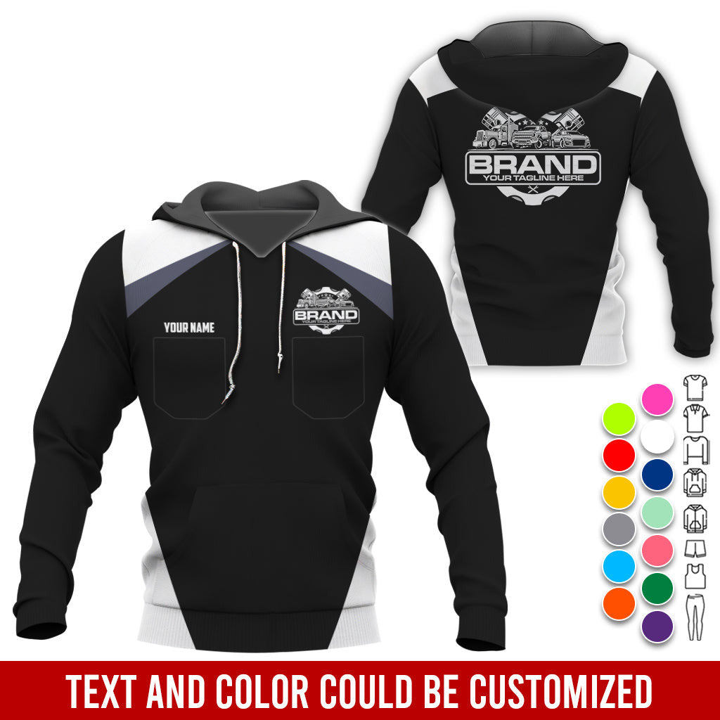 Personalized Mechanic Uniform for Men, 3D Printed Pocket Shirt for Auto Technicians, White, Great Gift for Car Guys
