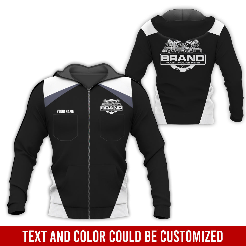 Personalized Mechanic Uniform for Men, 3D Printed Pocket Shirt for Auto Technicians, White, Great Gift for Car Guys