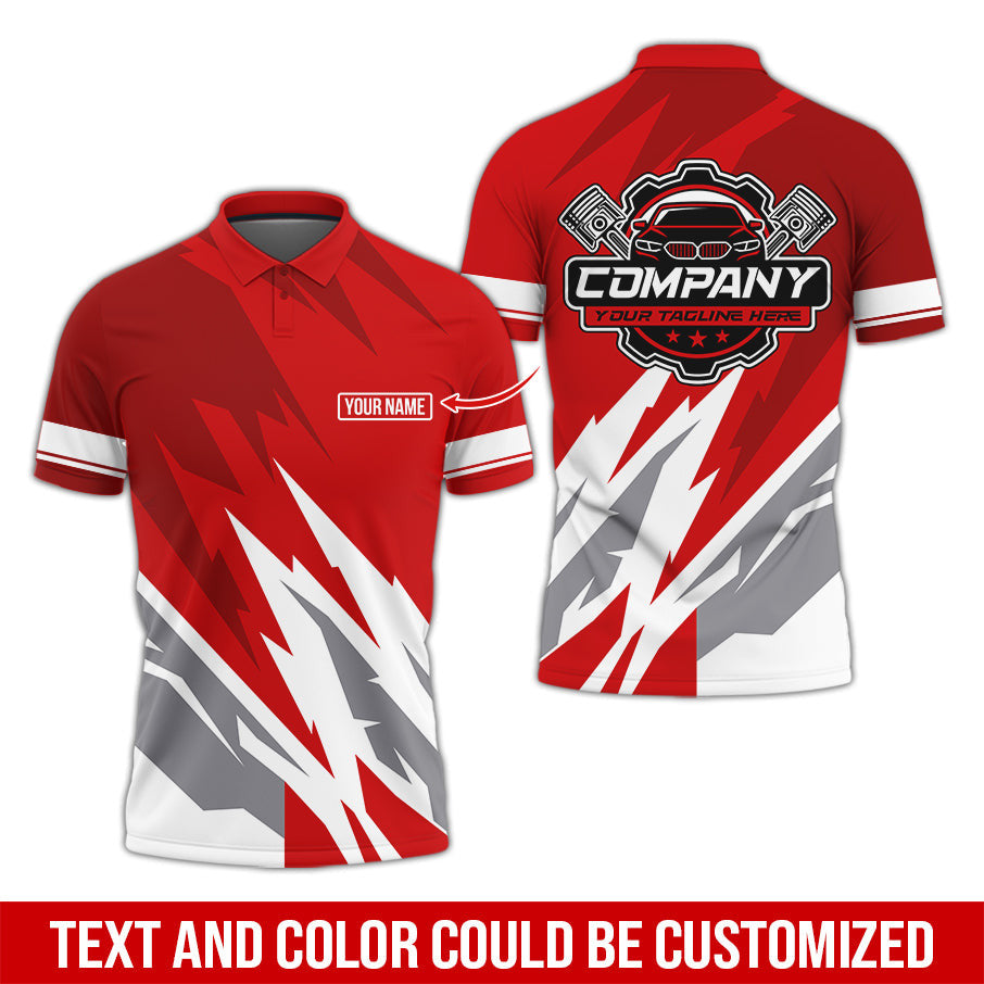 Custom Printed Mechanic Shirt, Great Gift for Husband, Red Color, Comfortable Daily Fit, Size S to 5XL
