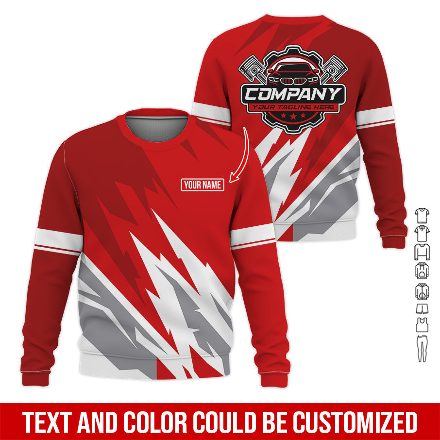 Custom Printed Mechanic Shirt, Great Gift for Husband, Red Color, Comfortable Daily Fit, Size S to 5XL