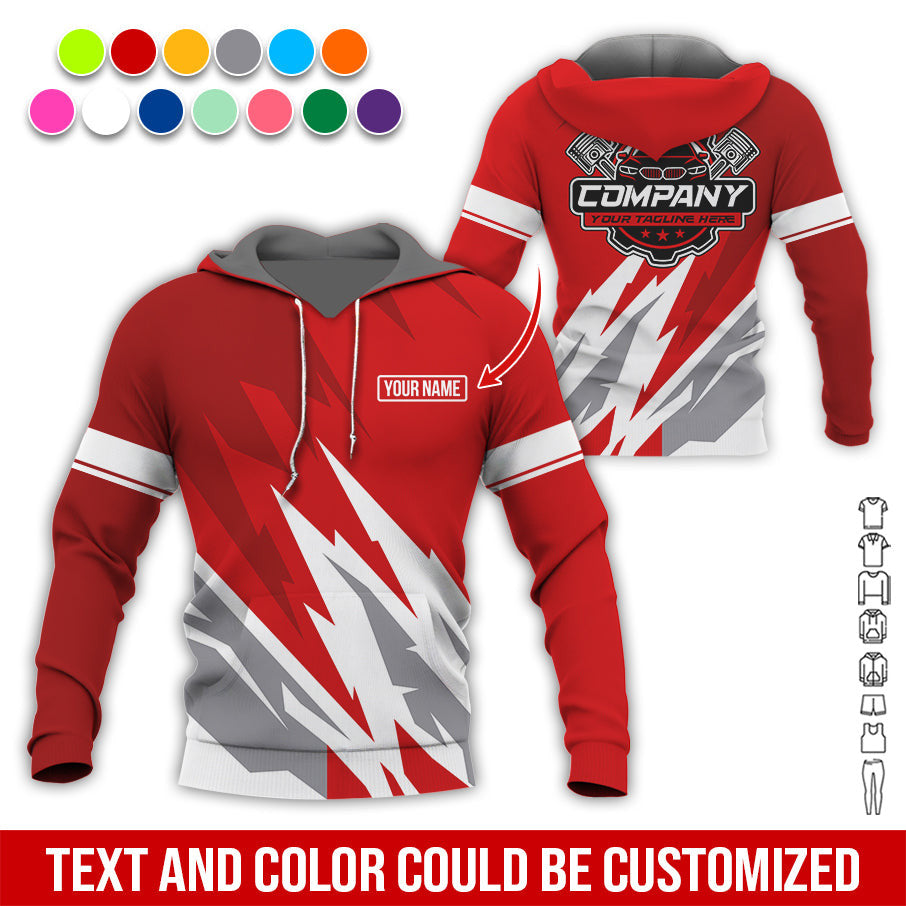 Custom Printed Mechanic Shirt, Great Gift for Husband, Red Color, Comfortable Daily Fit, Size S to 5XL