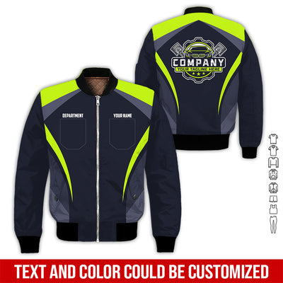 Custom Name Mechanic Shirt, Unisex Yellow Green Crew Shirt for Automotive Workers, Perfect Gift for Him, Printed Poket Shirt