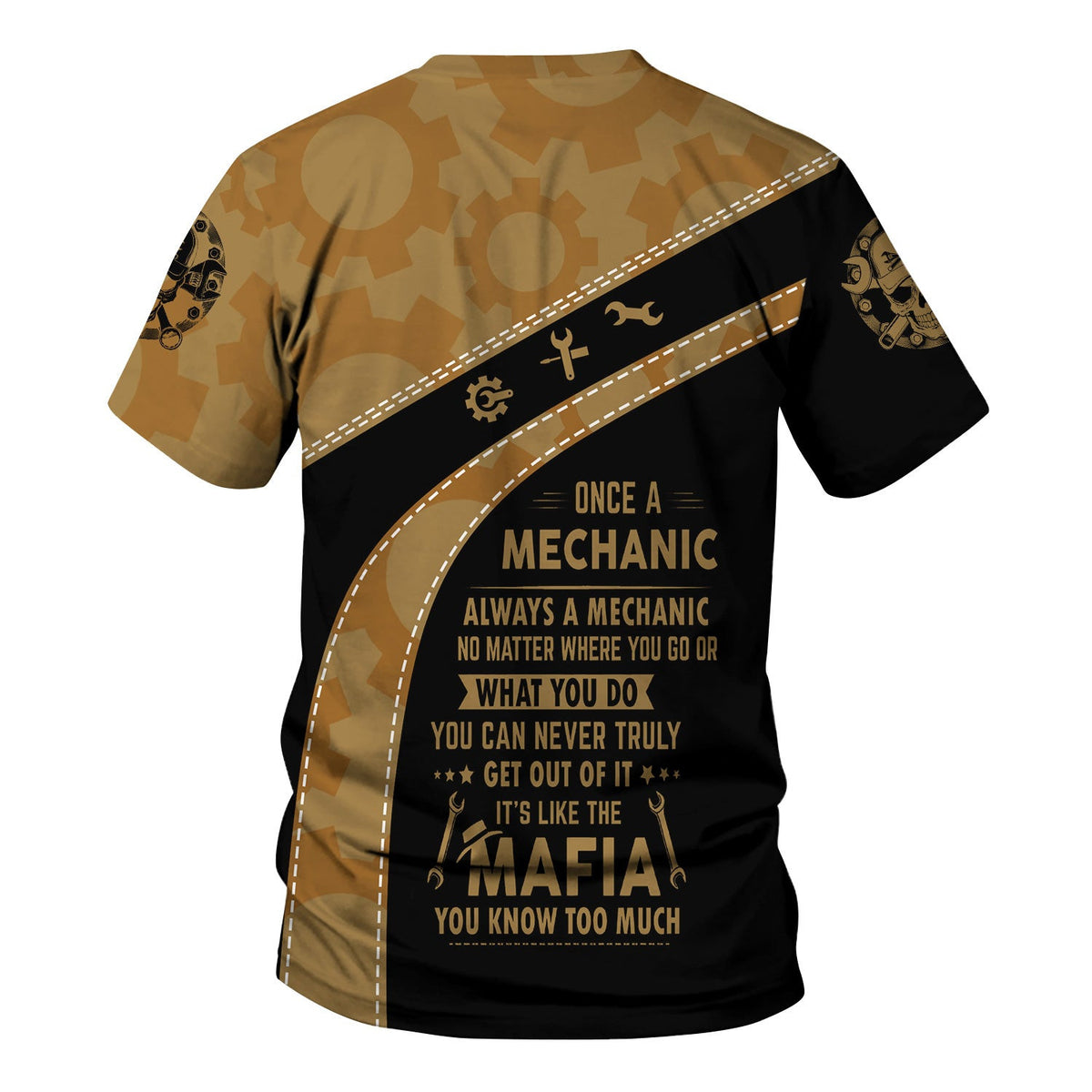 Personalized T-Shirt Once A Mechanic Always A Mechanic Skull with Wrench and Beer Design Shirt
