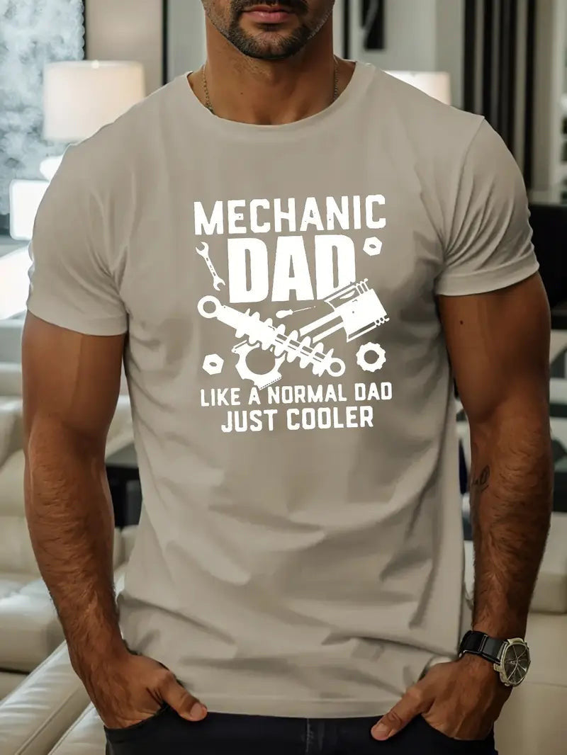 Mechanic Dad Print T Shirt, Birthday Gift For Mechanic, Graphic Mechanic Tee, Repair Shirt, T-shirt For Summer