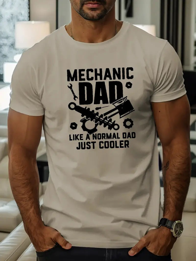 Mechanic Dad Print T Shirt, Birthday Gift For Mechanic, Graphic Mechanic Tee, Repair Shirt, T-shirt For Summer
