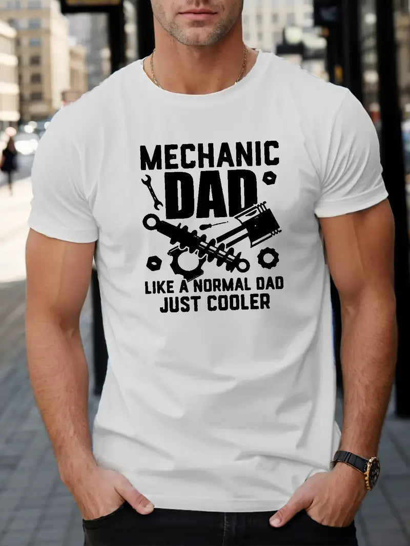 Mechanic Dad Print T Shirt, Birthday Gift For Mechanic, Graphic Mechanic Tee, Repair Shirt, T-shirt For Summer