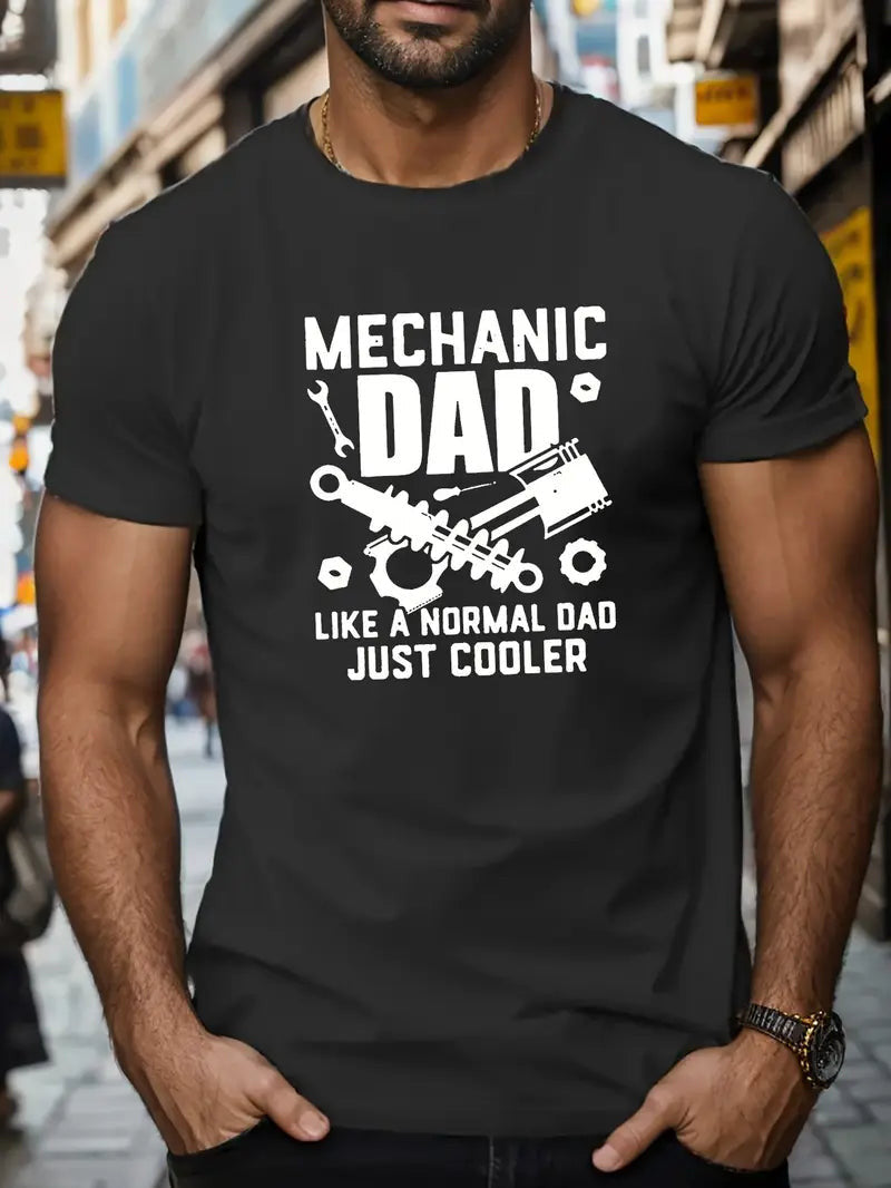 Mechanic Dad Print T Shirt, Birthday Gift For Mechanic, Graphic Mechanic Tee, Repair Shirt, T-shirt For Summer