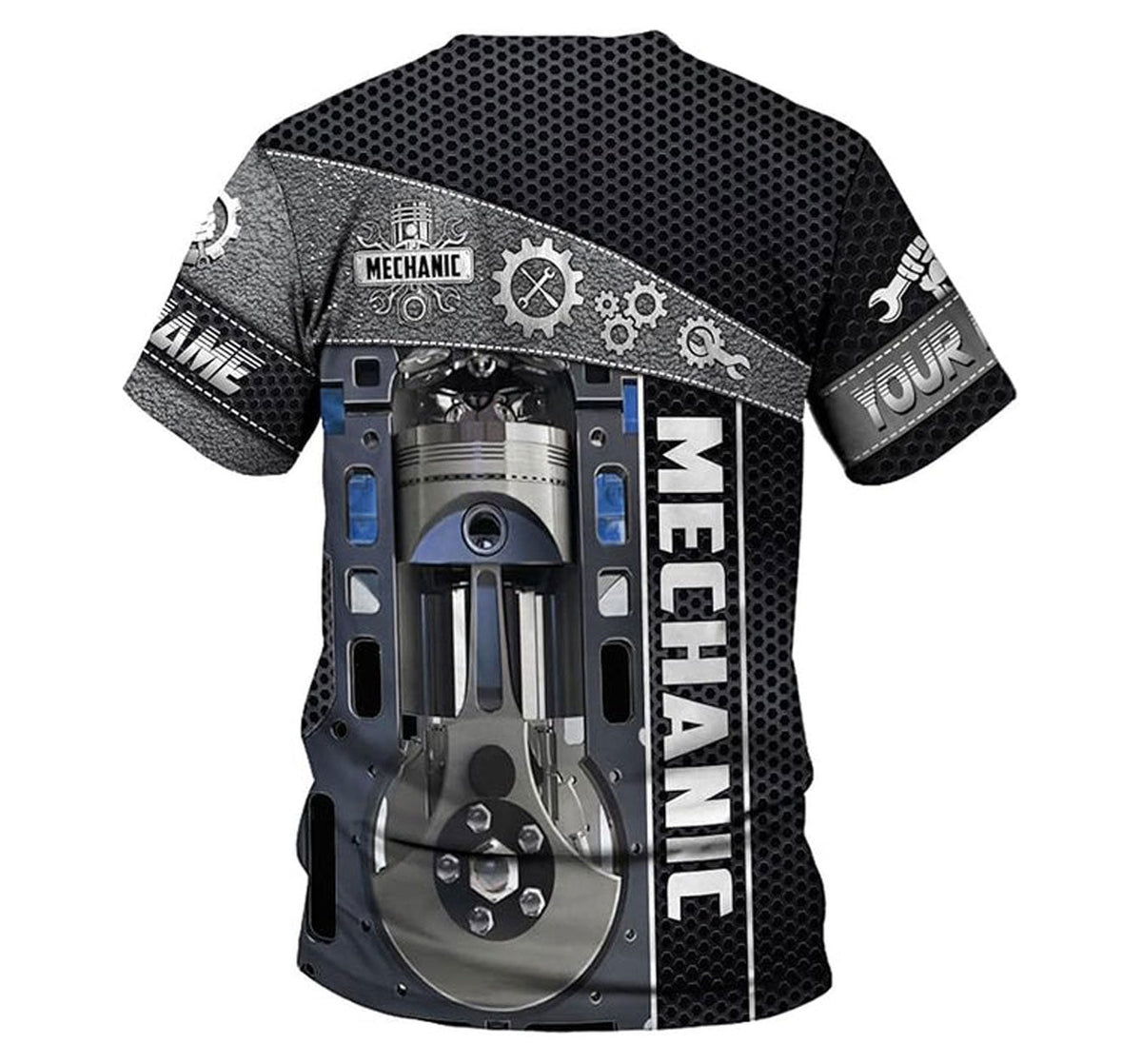 Custom Name Mechanic Shirt Mechanic Engine Unisex Printed T Shirt
