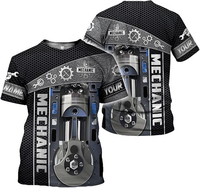 Custom Name Mechanic Shirt Mechanic Engine Unisex Printed T Shirt