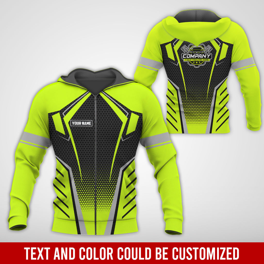 Custom Mechanic Work Shirt with Name, Gift for Technicians and Car Guys, Mechanic Shirt In Green Yellow, Sizes S to 5XL