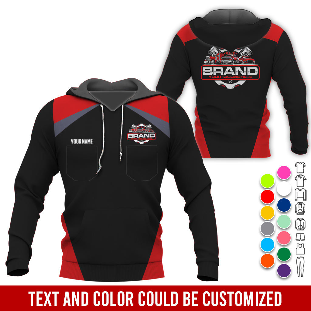 Personalized Mechanic Uniform for Men, 3D Printed Pocket Shirt for Auto Technicians, Red Color, Great Gift for Car Guys