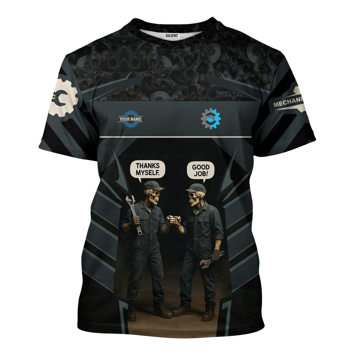 Personalized T-Shirt Yes I Am A Mechanic Of Course I Talk To Myself When I Work Funny Skull Design Shirt