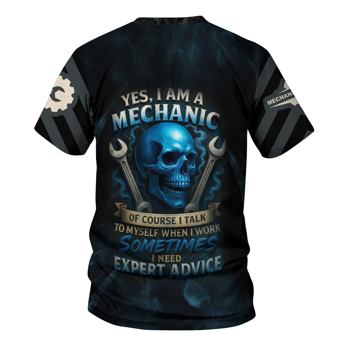 Personalized T-Shirt Yes I Am A Mechanic Of Course I Talk To Myself When I Work Funny Skull Design Shirt
