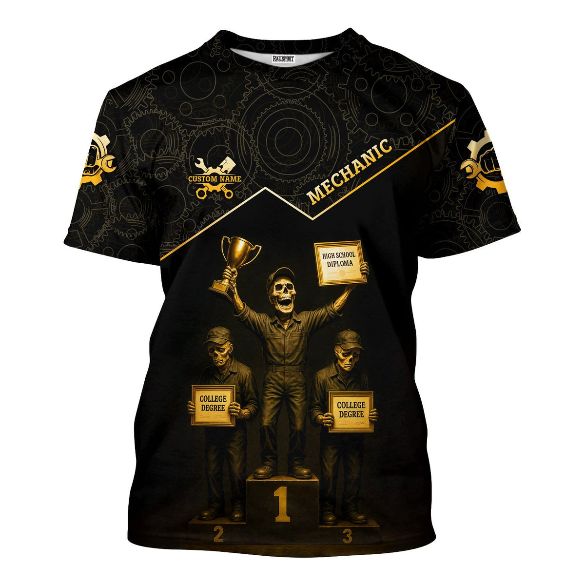Personalized T-Shirt Mechanic Using A High School Diploma To Fix What Your College Degree Messed Up Shirt For Mechanics