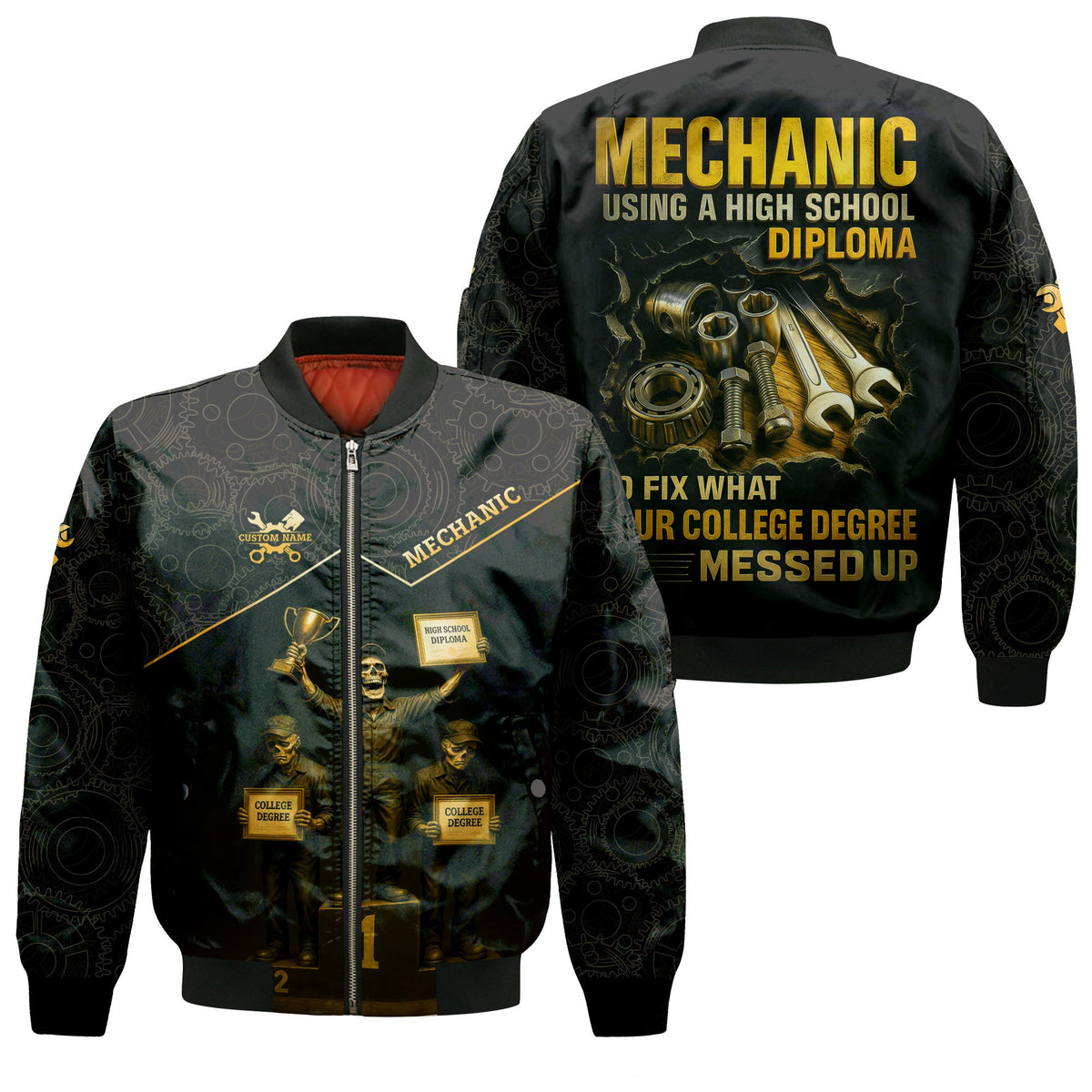 Personalized T-Shirt Mechanic Using A High School Diploma To Fix What Your College Degree Messed Up Shirt For Mechanics