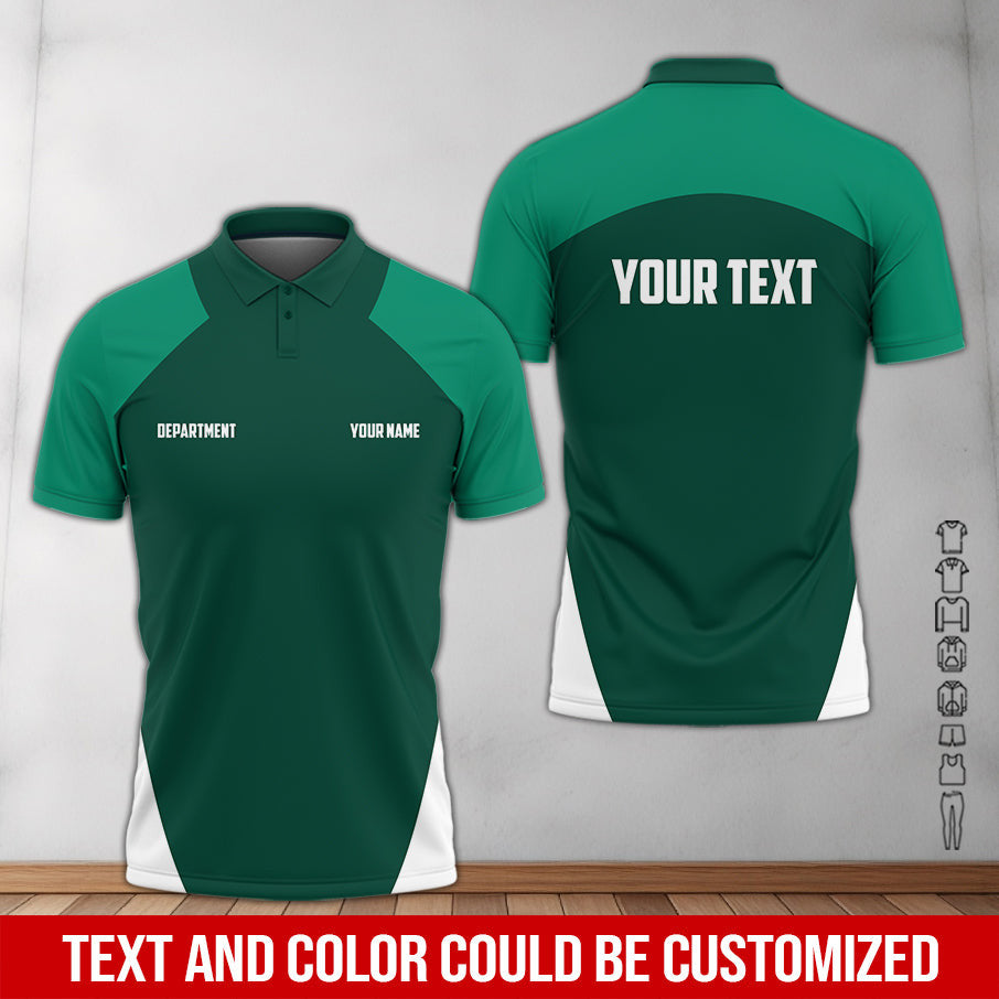 Mechanic Shirt with Custom Name & Department, Gift for Mechanic Dad, Husband or Boyfriend, Green Color, Sizes S to 5XL Available