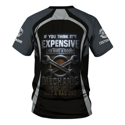 Personalized T-Shirt Just Wait Until You Hire A Bad Mechanic Skull Praying Hand Design Shirt For Mechanics