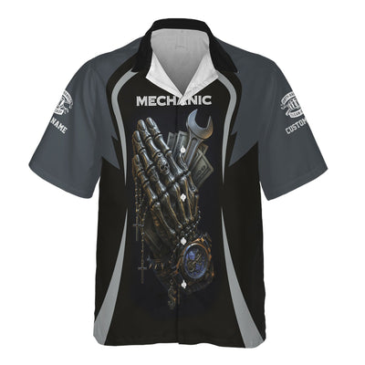 Personalized T-Shirt Just Wait Until You Hire A Bad Mechanic Skull Praying Hand Design Shirt For Mechanics