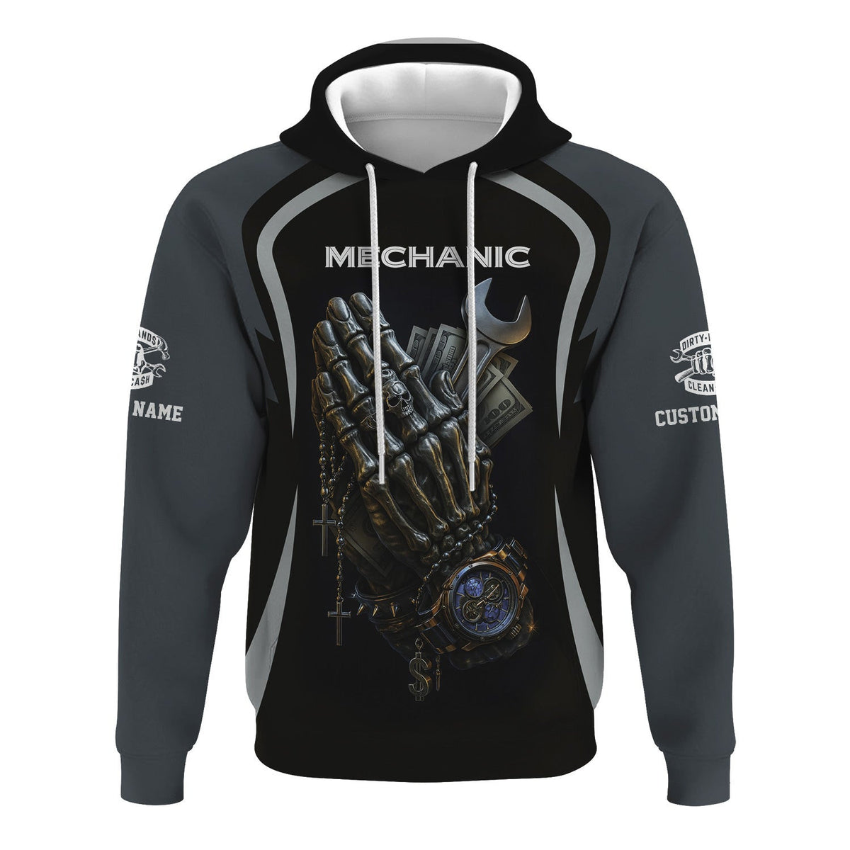 Personalized T-Shirt Just Wait Until You Hire A Bad Mechanic Skull Praying Hand Design Shirt For Mechanics
