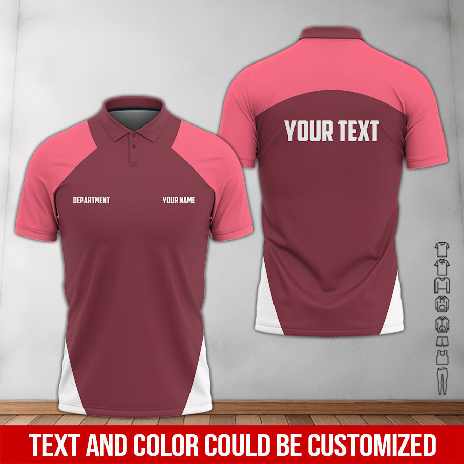 Mechanic Shirt with Custom Name & Department, Gift for Mechanic Dad, Husband or Boyfriend, Pink Color, Sizes S to 5XL Available