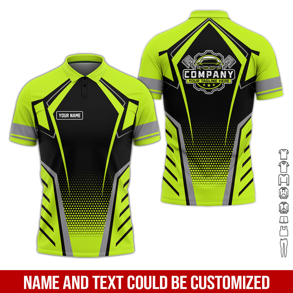 Personalized Garage Uniform in Classic Yellow Green, Mechanic Work Shirt for Men and Women, Perfect for Birthday or Husband, or Boyfriend