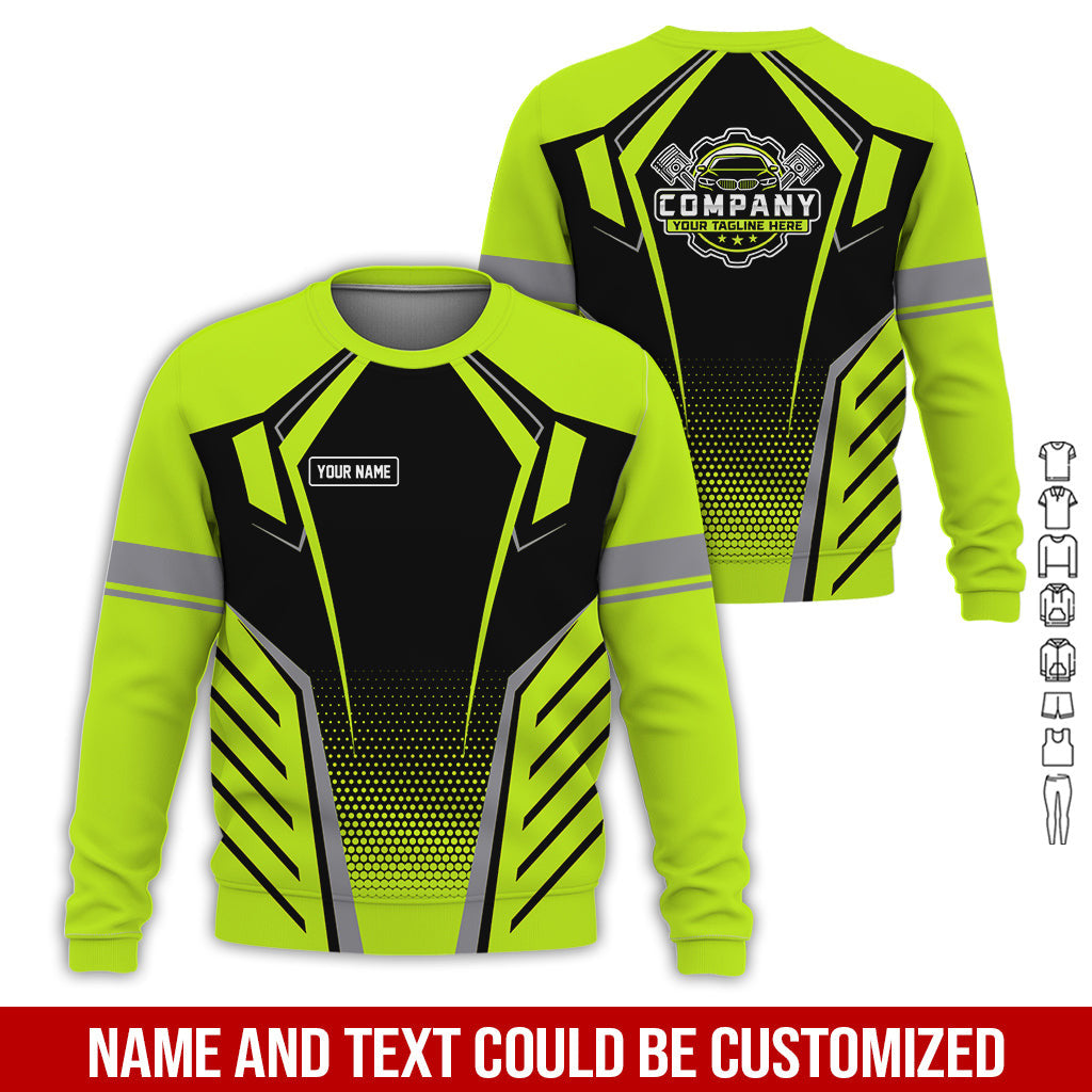 Personalized Garage Uniform in Classic Yellow Green, Mechanic Work Shirt for Men and Women, Perfect for Birthday or Husband, or Boyfriend