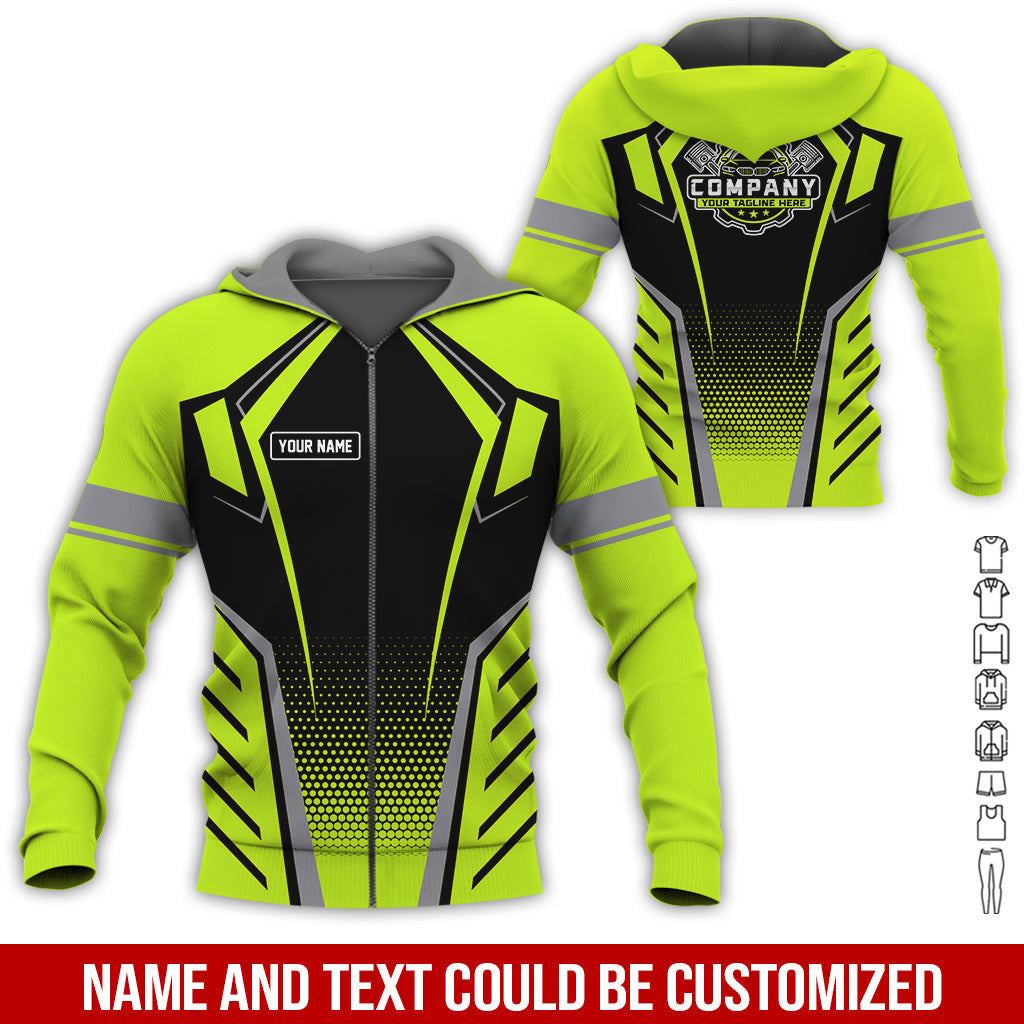 Personalized Garage Uniform in Classic Yellow Green, Mechanic Work Shirt for Men and Women, Perfect for Birthday or Husband, or Boyfriend