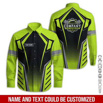Personalized Garage Uniform in Classic Yellow Green, Mechanic Work Shirt for Men and Women, Perfect for Birthday or Husband, or Boyfriend
