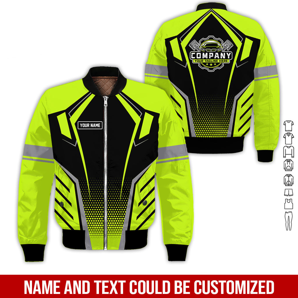 Personalized Garage Uniform in Classic Yellow Green, Mechanic Work Shirt for Men and Women, Perfect for Birthday or Husband, or Boyfriend
