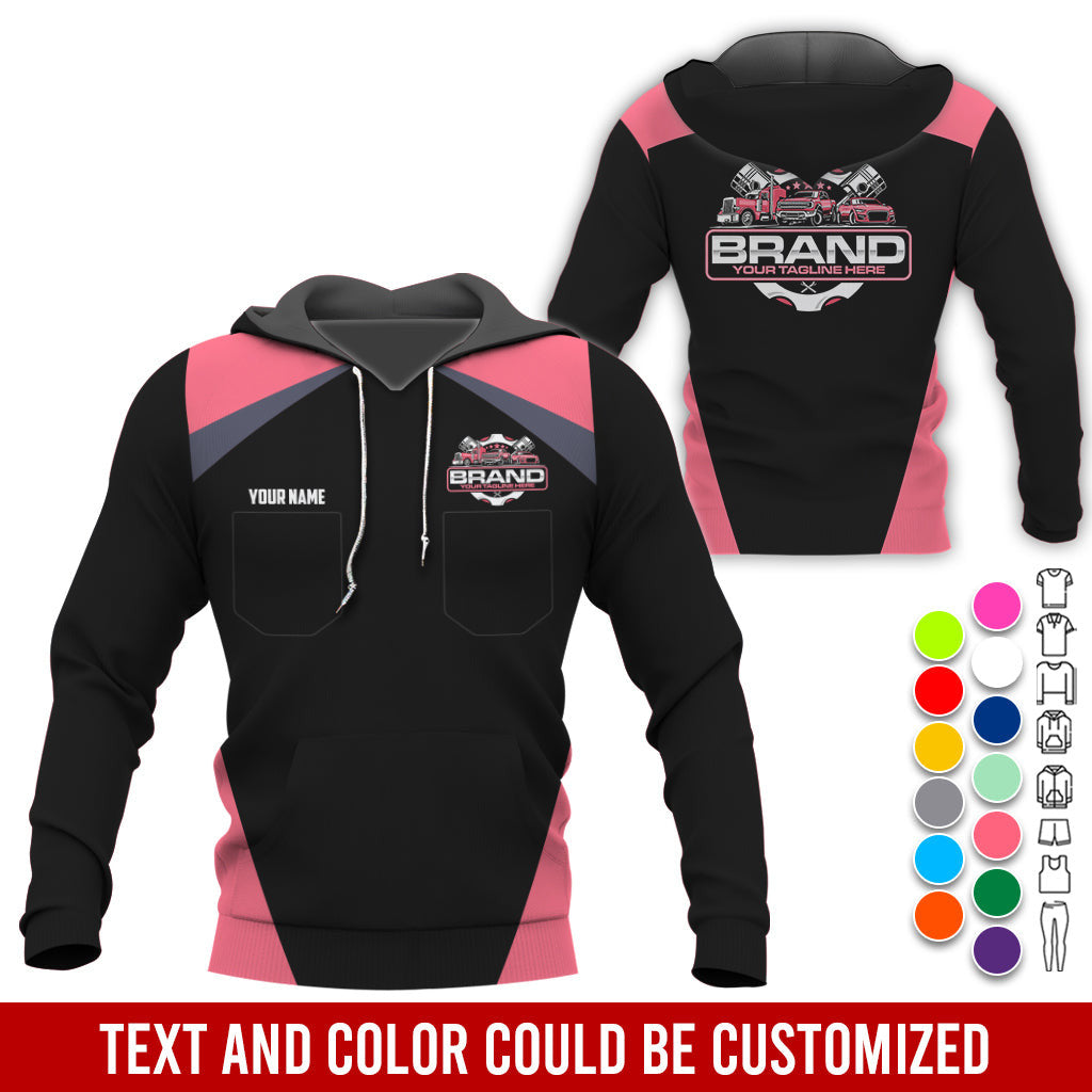 Personalized Mechanic Uniform for Men, 3D Printed Pocket Shirt for Auto Technicians, Neon Pink Color, Great Gift for Car Guys