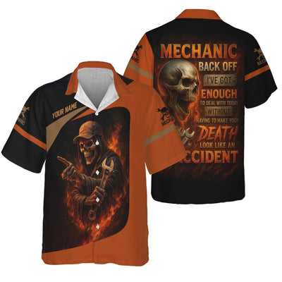 Personalized T-Shirt Back Off I've Got Enough To Deal With Today Grim Reaper Design Shirt For Mechanics