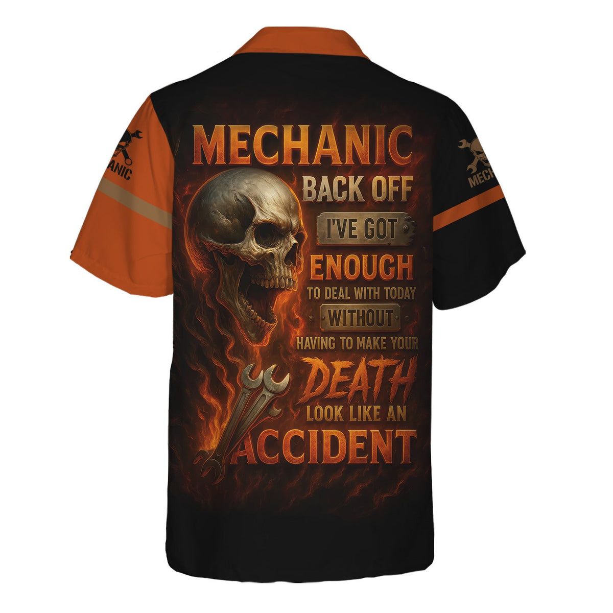 Personalized T-Shirt Back Off I've Got Enough To Deal With Today Grim Reaper Design Shirt For Mechanics
