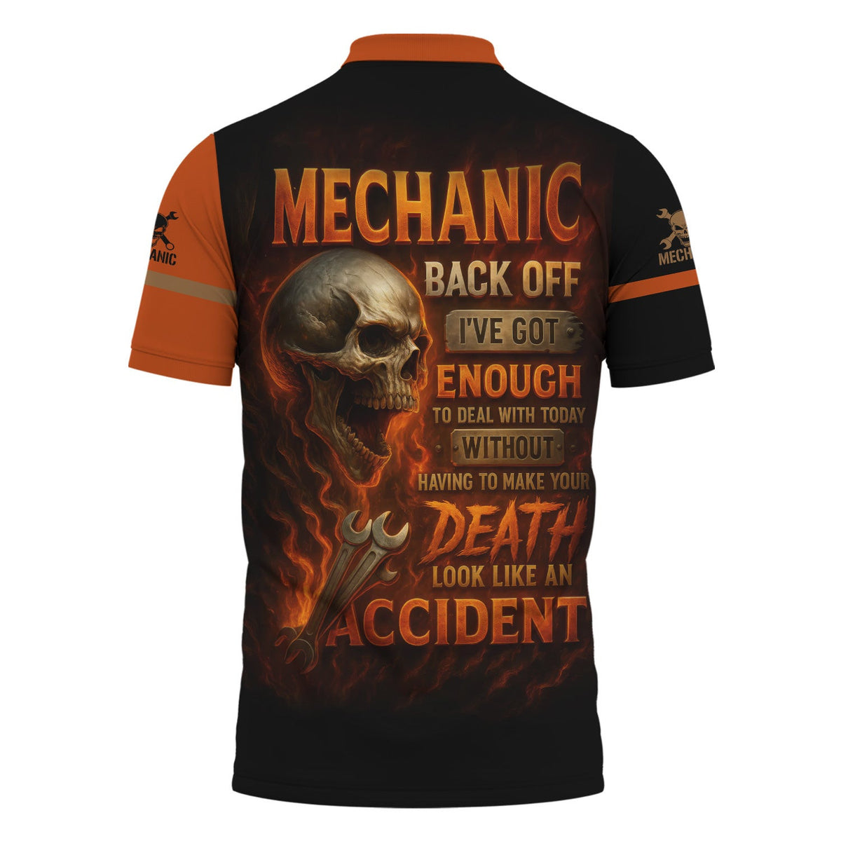 Personalized T-Shirt Back Off I've Got Enough To Deal With Today Grim Reaper Design Shirt For Mechanics