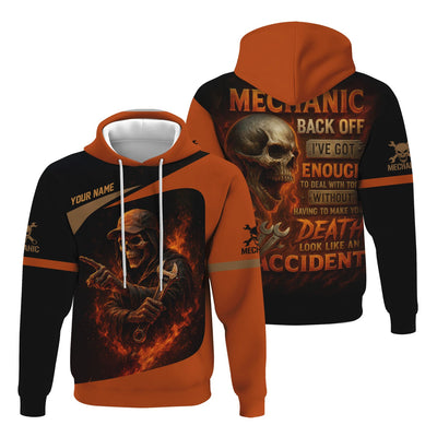 Personalized T-Shirt Back Off I've Got Enough To Deal With Today Grim Reaper Design Shirt For Mechanics