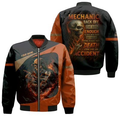 Personalized T-Shirt Back Off I've Got Enough To Deal With Today Grim Reaper Design Shirt For Mechanics