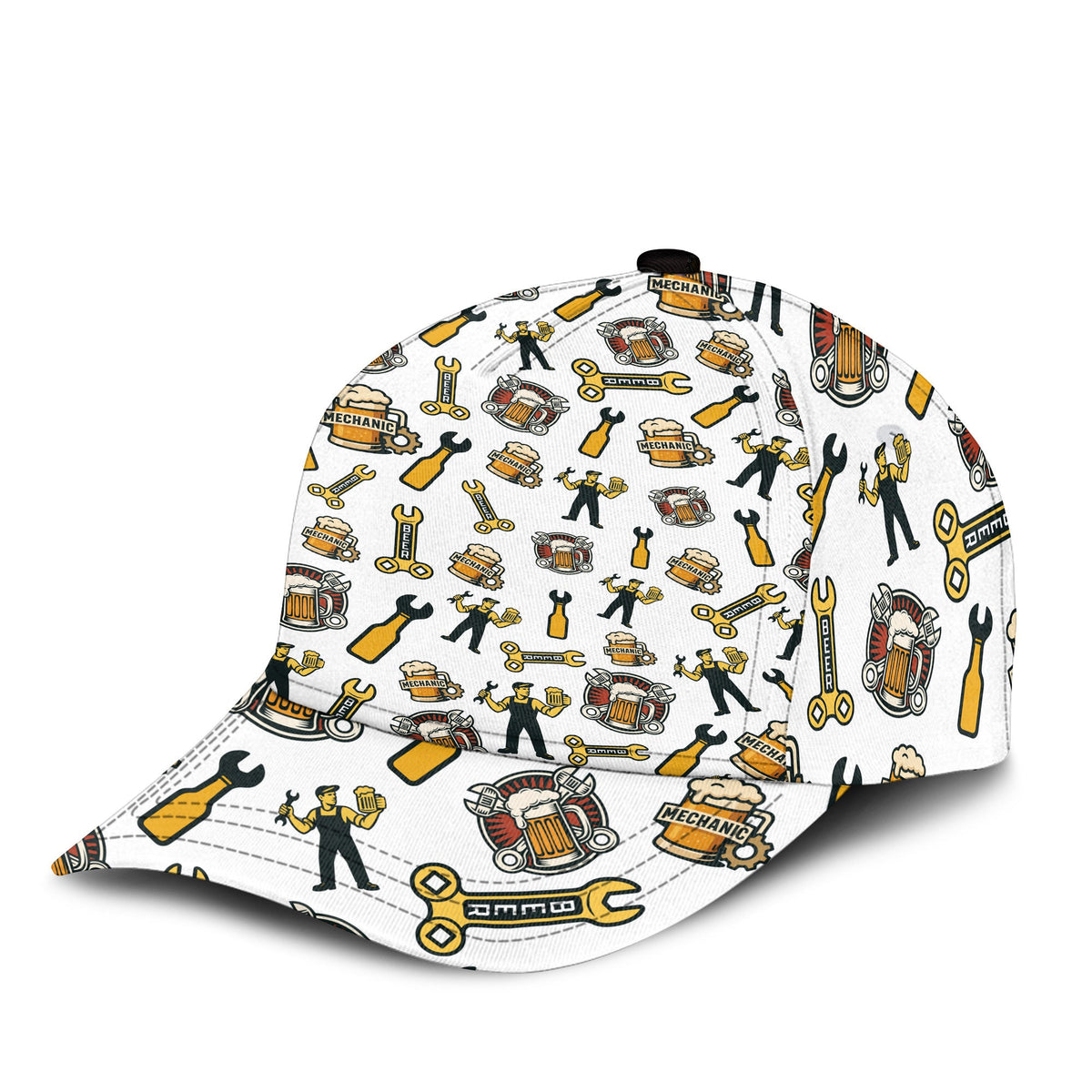 Mechanic Classic Cap Beer and Wrench Funny Pattern Design Cap Mechanic Gift For Men