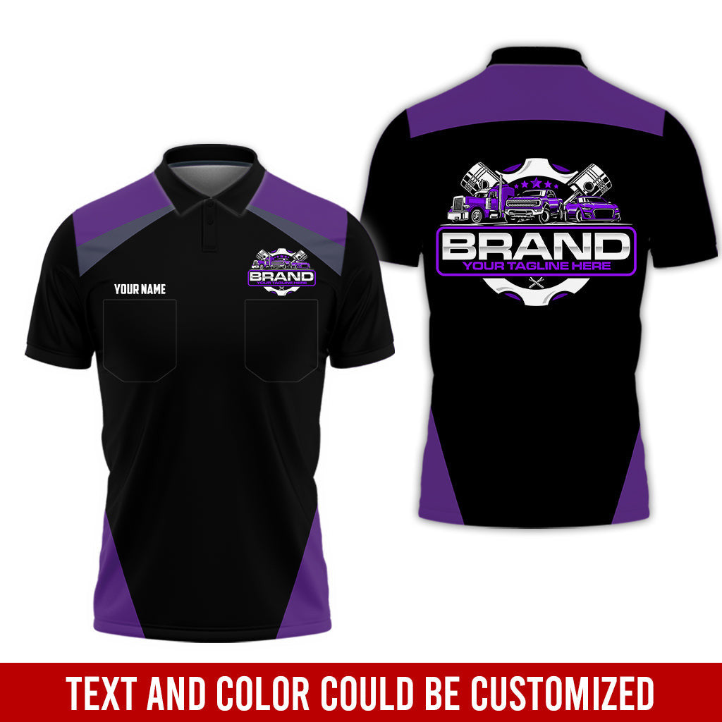 Personalized Mechanic Uniform for Men, 3D Printed Pocket Shirt for Auto Technicians, Purple Color, Great Gift for Car Guys