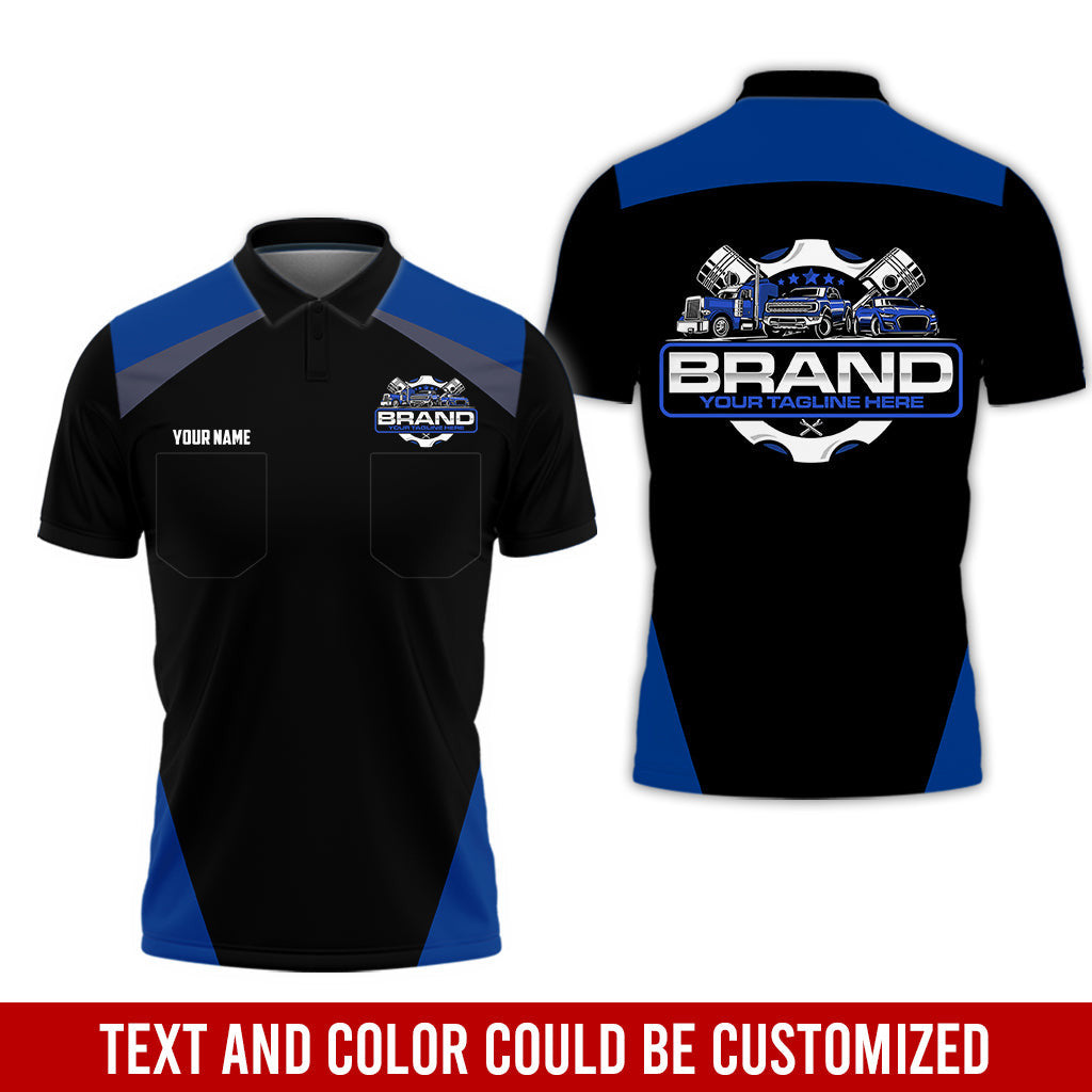 Personalized Mechanic Uniform for Men, 3D Printed Pocket Shirt for Auto Technicians, Navy Color, Great Gift for Car Guys